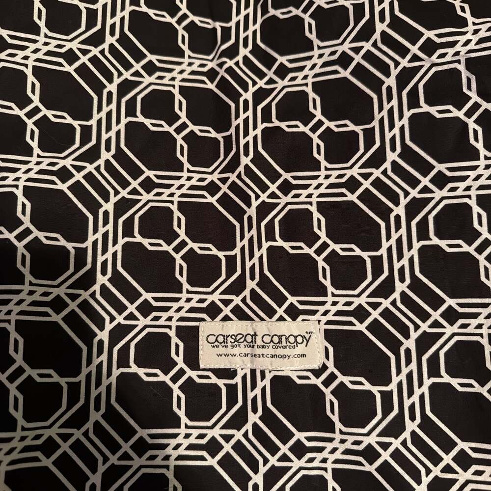 Baby Carseat Canopy Brand Cover Black & White Pattern Gray Dots Warm EUC Minky